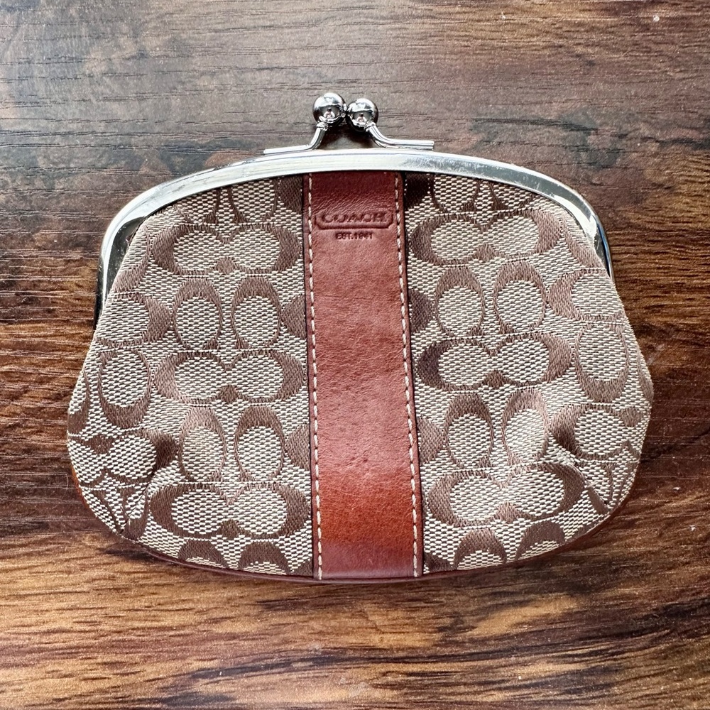 Coach Brown Kisslock Coin Purse